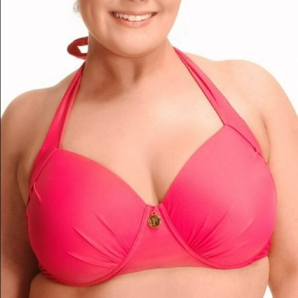 Paramour St. Barths Pink Halter Swim Top NWT 4X - Picture 2 of 4